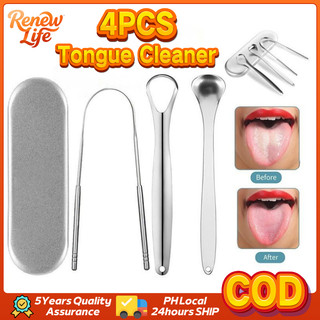 4PCS/SET Stainless Steel Tongue Scraper Eliminate Bad Breath Oral Care Tools Metal Tongue Cleaner