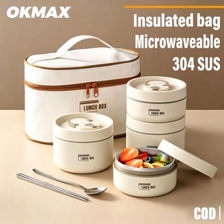 Microwaveable Meal Portable Insulated Lunch Box with Bag 304 Stainless COD Multi-layer Lunch Box Set