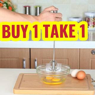 BUY 1 TAKE 1 Automatic Mixer Egg Beater Manual Self Turning Stainless Steel Whisk Hand Blender Mixer