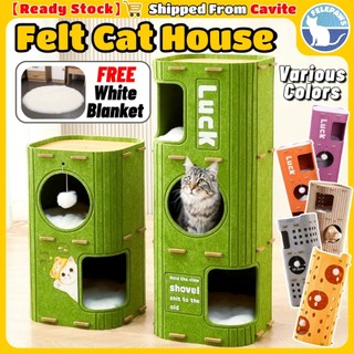 【Free Pad】Felt Cat House Tree Cat Nest Cat Condo Tower Cat Bed with Scratcher Cat Villa Cat Tent