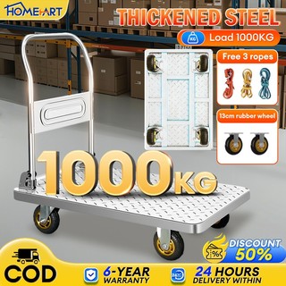 Push Cart Trolley Heavy Duty Folding In Rubber Wheel Hand Truck Grocer Cart