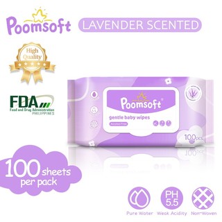 Poomsoft 1 Pack/3 Packs Lavender Scented No-Alcohol Gentle Wet Tissue Disposable Cotton Wipes