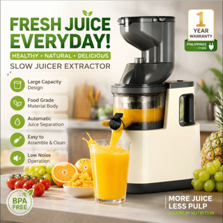 Cold Press Juicer with 200W 65RPM Powerful Motor Slow Masticating Juice Extractor Fits Whole Fruits
