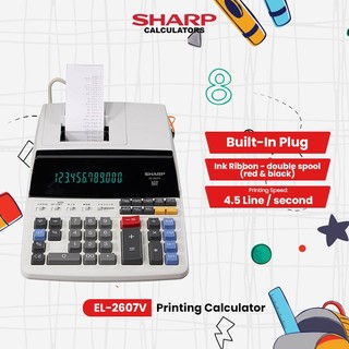 Sharp Printing Calculator EL-2607V for Office Shop Business –  Adding Machine, Fast Printing