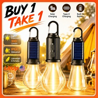 LitUp 3 Modes Solar Emergency Lights Rechargeable LED Bulb Camping Light Hanging Outdoor Waterpro