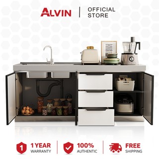 ALVIN Stainless Steel Kitchen Sink Cabinet Set Simple Gas Stove Storage Cabinet(COD)