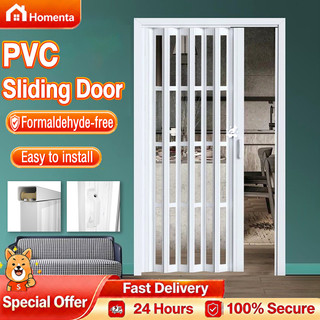 Accordion Sliding Door PVC Folding Door O-Formaldehyde Waterproof For Bedroom, Kitchen & Bathroom