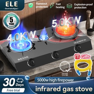 3 Burner Gas Stove Home Desktop LPG NG Cooker Energy Saving Powerful Flame Kitchen Cooking Tool