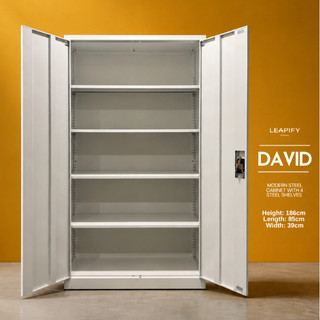 DAVID | Modern Steel Cabinet with Steel Shelves by Leapify Steel - Minimalist Heavy Duty Storage