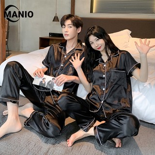 MANIO Korean Couple Design  silk short sleeve cute plain comfortable terno pajamas for Unisex