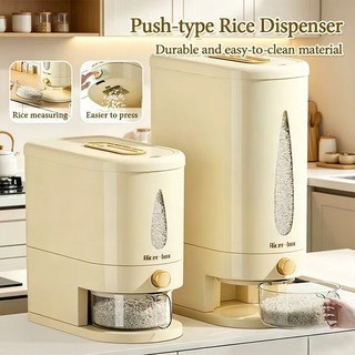 5/10KG Automatic Rice Dispenser Storage with Measuring Cup Sealed Grain Container Push-type Sealed