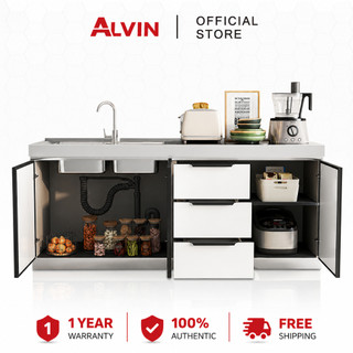 ALVIN Stainless Steel Kitchen Sink Cabinet Set Simple Gas Stove Storage Cabinet(COD)
