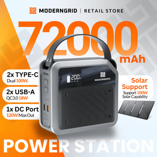 Moderngrid Air 72 72000mAh 268W LiFePO4 PD Power Station USB-C for Mac iPhone Android Travel
