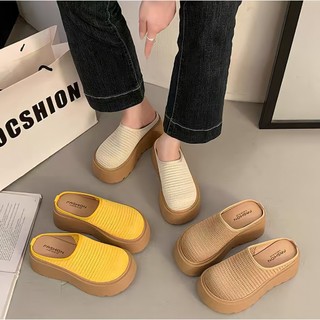 【YOKO】6CM PU Fashion Mesh Sandals For Women New Style Breathable Thick-Soled Anti-Slip Slippers
