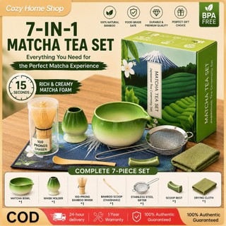7pcs Japanese Tea Sets Ceramic Matcha Bowl Traditional Matcha Gift Matcha Whisk Spoon Matcha Bow COD