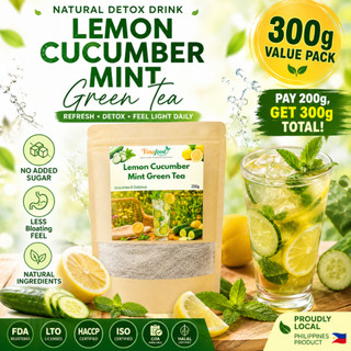 [B1T1] Lemon Cucumber Mint Green Tea 500g | Detox Drink No Sugar | Weight Loss & Less Bloating