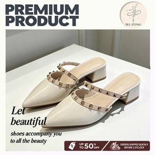 Celebrity Same Style Leather Heels for Women Summer Hot Sale Casual Outing High Heels