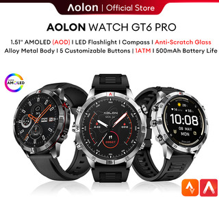 Aolon GT6 Pro Smart Watch Compass HD Bluetooth Call Flashlight Amoled Smartwatch Waterproof For Man