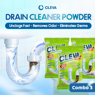 CLEVA Drain cleaner powder, 100g organic waste decomposer – dissolves hair, and food residues - 0100