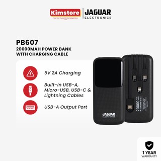 Jaguar Electronics PB607 20000mAh Power Bank with Charging Cable