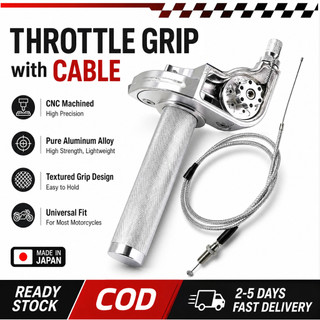 HBK Motorcycle Throttle Twist Grip with Cable 22mm Japan Upgraded CNC Aluminum Alloy