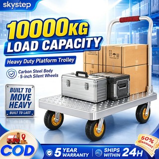 Push Cart Trolley Heavy Duty 1000KG Foldable Platform Hand Truck Flatbed Utility Cart Rubber Wheel