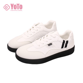YOTO Casual Shoes For Women Sneakers Pu Leather Comfort Non-Slip White Rubber Shoes