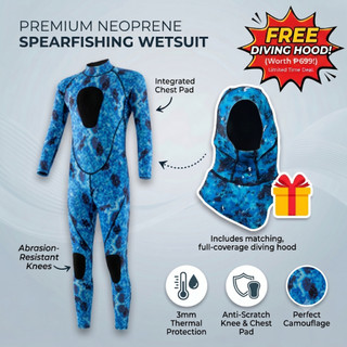 [Ready Stock] 3mm Spearfishing Wetsuit with Chest Pad & Knee Protection Diving Suit [COD]