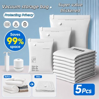 5pcs Travel Storage Resealable Vacuum Bags Vacuum Storage Bag Compression Bag With Pump