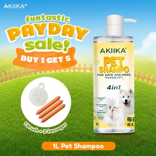 AKIIKA 4in1 Pet Shampoo 1L for Dogs and Cats Eliminates Odor Softens Shines Fur Moisturizes Pet Care
