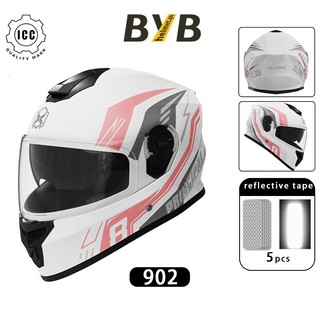 BYB Flip-Up Motorcycle Helmet  ICC-Certified Full-Face Helmet for Men & Women Free reflective strips