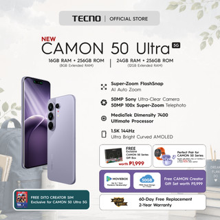 [NEW] TECNO CAMON 50 Ultra 5G 256GB | 50MP SONY (100X ZOOM) Camera | Super-ZOOM FlashSnap | IP69K