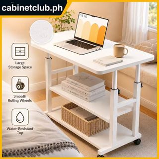 ⚡️COD⚡️Adjustable Height Laptop Desk with Storage Shelves Bedroom Office Bedside Table