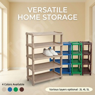 TOPONE 3/4/5Tier Optiona Plastic Shoe Rack Space-Saving Easy Assembly Shoe Organizer for Entrywa