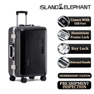 ISLAND ELEPHANT Aluminum Luggage Travel Bag USB ABS+PC Maleta