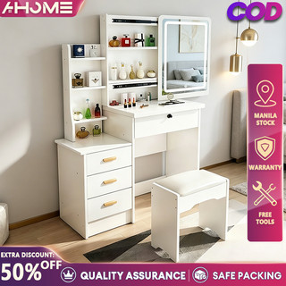 【𝐋𝐄𝐃 𝐋𝐢𝐠𝐡𝐭】Dressing Table With Drawer & Mirror Vanity Table Makeup Table Multiple Storage Spaces