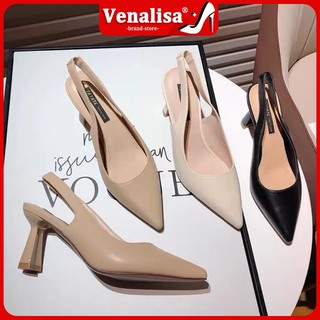 Venalisa Korean High Heels Sandals Cone High Heels Leather Work Temperament Wedding Office High Heel