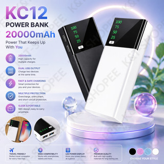 KC12 POWERBANK 20000mAh 2USB with LED Digital Display with flashlight Universal KC-12 Power bank