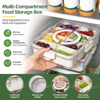 Clear Lid Food Spice Sealed Box Compartments Seasoning Condiments Storage Portable Kitchen Organizer