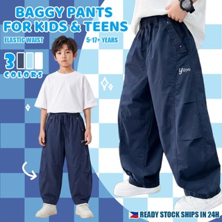 4-17 Yrs Baggy Pants for Children Korean Blue White Joggers Pants for Kids Boys Teens Streetwear NEW