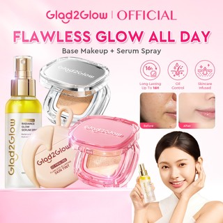 Glad2Glow Cushion&Serum Spray 2PCS Makeup Set Perfect Cover Cushion + Primer Serum Spray for Makeup