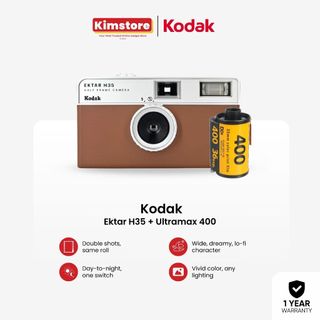 KODAK EKTAR H35 Half Frame Film Camera with Kodak Ultramax 24EXP Reusable Flash 35mm
