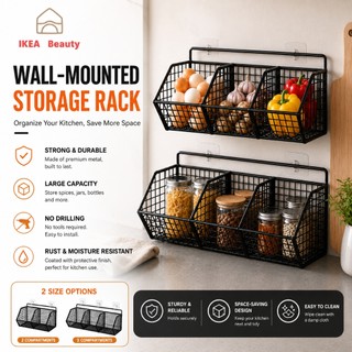 Upgraded Wall Mounted Condiments Organizer Rack Kitchen Spice Storage Onion Fruit Vegetable Shelf
