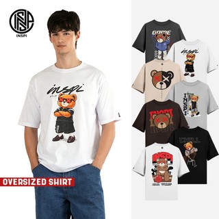 INSPI Originals Bear Oversized Shirt for Men & Women Boxy Fit Tops Graphic Print T-shirts Collection