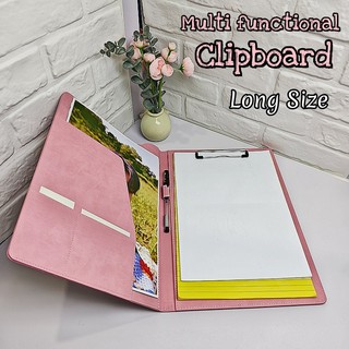 Multi functional Clipboard Long File Folder Paper Organizer Waterproof PU Leather Thickened Material