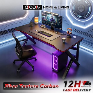 AIODIY K-Type Gaming Desk 140cm Carbon Fiber Texture Computer Table Gamer Office Study Desk