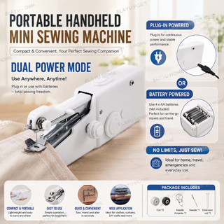 Portable Electric 2IN1 Handheld Sewing Machine Fast & Easy To Use DIY Clothes Tailor Tool