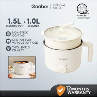 Gaabor×Joyoung Electric Pot Non-Stick Two Levels of Heat 1.5L With Steamer 1L Capacity/1.2L