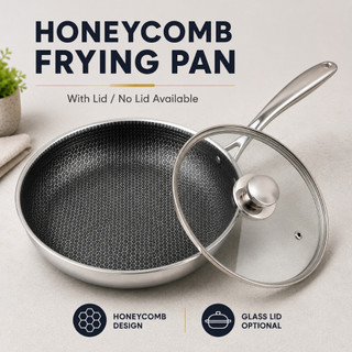 304 Stainless Steel Honeycomb Frying Pan NonStick Pan Steak Cooking Home & Restaurent Cookware Shall