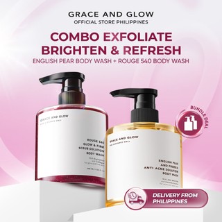 Grace And Glow English Pear & Freesia Acne + Rouge 540 Scrub Body Wash - Bacne Exfoliate Shower Gel